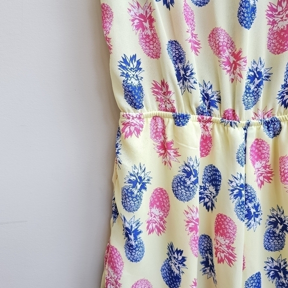 Upside Down Pineapple Print and Mother of Pearl Button Romper, Size Small - Picture 6 of 14